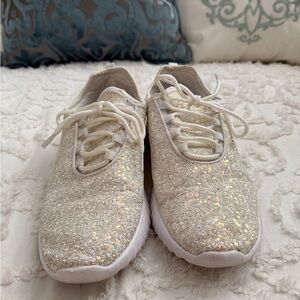 Women's Glitter Lace-Up Sneakers - Ivory Sparkle